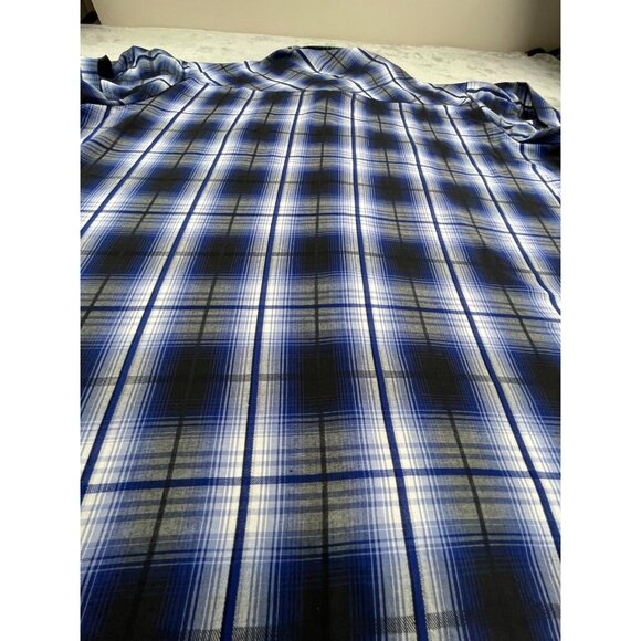 Plains Western Wear Shirt Mens XL Blue Black Pearl Snap Plaid Cowboy Western Y2K - Picture 4 of 10